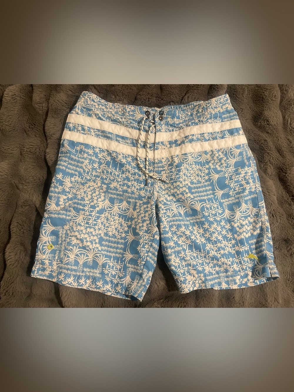 Tommy Bahama Relax Men's Blue & White Patterned Swim Trunks